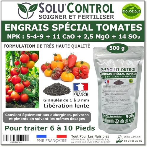 500 g Engrais Spécial Tomates, Aubergines, Poivrons, Piments - SoluControl - Formulation haute qualité Organo-Minerale - Utilisable en Agriculture Biologique