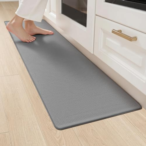 LEKEEPGO Alfombra Cocina Lavable Antideslizante 44x200cm, Impermeable, Alfombra de Cocina Antifatiga para Pasillo, Comedor, Lavadero, Gris