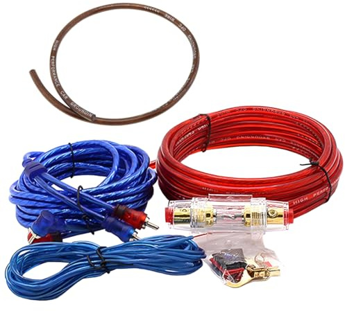 LKRXW 8GA Bil Förstärkare Kabel Kit 8AWG 1800W Förstärkare Kabelsats Full Kabel Förstärkare Ljudinstallation Subwoofer Stereo RCA-strömkontakt