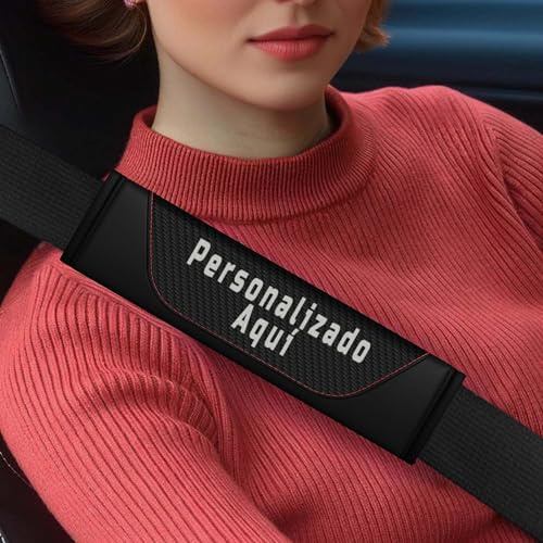 Fundas y Almohadillas para Cinturón de Seguridad – Hombreras de Automóvil Personalizables – Correa Transpirable para Niños y Adultos con Estilo Fibra de Carbono