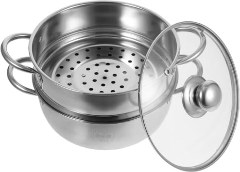 Didiseaon Olla Vaporera de Acero Inoxidable Doble para Inducción Resistente Altas Temperaturas para Cocinar al Vapor y Hervir con Seguridad y Durabilidad