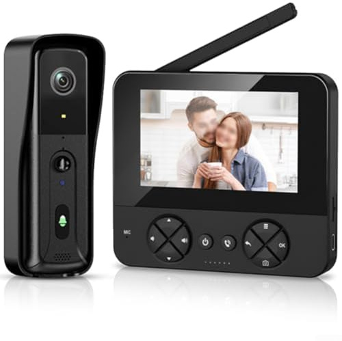 10 cm trådlös videodörrklocka, smart video-intercom dörrklocka med 2-vägskommunikation, mörkerseende, rörelsesensor för hemsäkerhetssystem (16 svart)