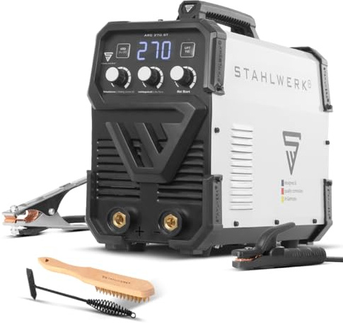 STAHLWERK Elektroden-Schweißgerät ARC-270 ST – MMA (E-Hand) bis 270 A, Schweißen ohne Schutzgas, Lift-TIG Inverter 400 V, Überhitzungsschutz, Smartkühlung & intelligente Temperatursteuerung