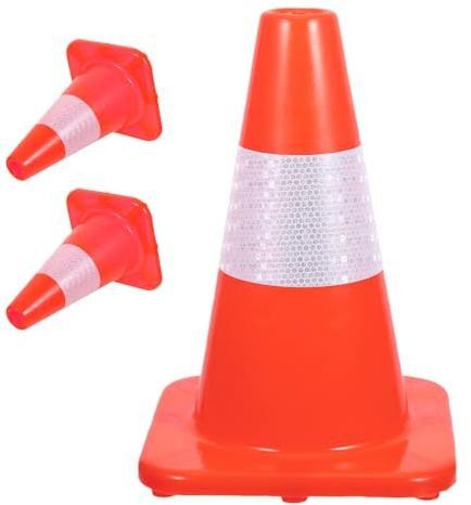 SHINEOFI Conos de Seguridad de Plástico Naranja 30 Cm con Collares Reflectantes, 3 Piezas para Señalización Vial y Emergencias en Exteriores, Conos Reflectantes para Tráfico