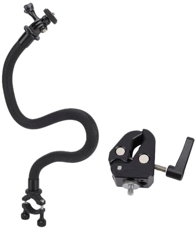 LiebeWH Jaw Flex Clamp Mount with 180° Adjustable Arm, Aluminum Alloy Gooseneck Camera Mount for 26mm Handlebar Desk Bike Pole, Universal 1/4in Screw Compatible with Action Cameras DSLRs