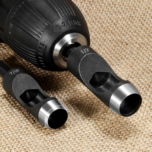Perforadores huecos de cuero compatibles con taladros eléctricos para perforar plástico, goma, vinilo, junta y materiales sintéticos suavemente (6#)