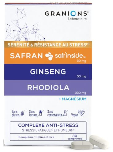 Magnesium Anti-Stress Granions - Safran Rhodiola Ginseng - 30 Comprimés