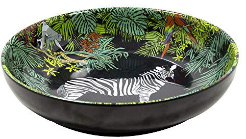 Les Jardins de la Comtesse - Cuenco hondo en melamina pura - Por Pasta y Sopa - Selva - 3L / Ø 25 cm - Negro y verde - Cuenco decorado interior - Vajilla cuasi irrompible MelARTmine