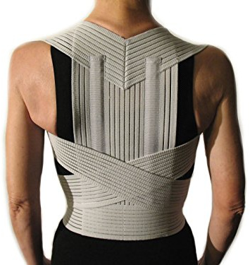 Vetrina del Benessere RADDRIZZASCHIENA STECCATO -Grigio, L (87-97 cm.)- Correttore Posturale per Uomo e Donna, Fascia Posturale Spalle e Schiena, Busto Postura Anti Cifosi, Raddrizza Spalle - UNISEX