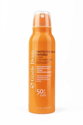 GISÈLE DENIS - Spray solaire invisible, 200 ml, protection SPF 50+, soin de la peau, crème solaire transparente, hydrate la peau, résistant à l'eau, usage quotidien, prévient les taches brunes