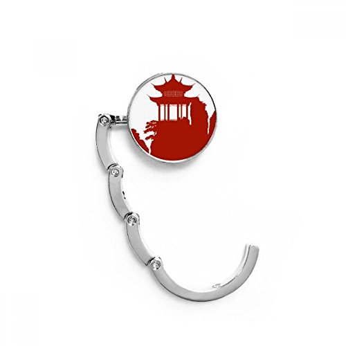 DIYthinker Women China Pavilion Mountain Silhouette Illustration Table Hook Folding Bag Desk Hanger Foldable Holder 4.4 x 4.4cm (Width x Height) When Folded Multicolor