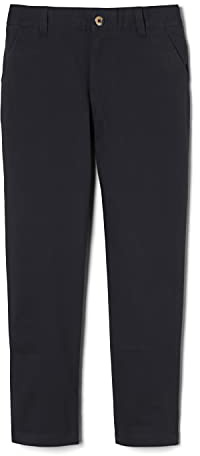 French Toast Boys' Adjustable Waist Straight Fit Stretch Twill Chino Pant,Black, 12 Years