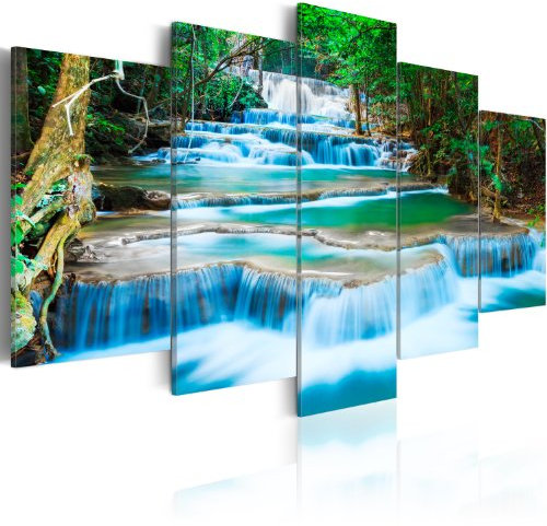 B&D XXL - Tableau Acoustique 225x112,5 cm 5 Parties - Décoration Murale Anti-Bruit Isolation Phonique Bureau Chambre Panneau Insonorisant Impression sur Toile - Nature 030212-101