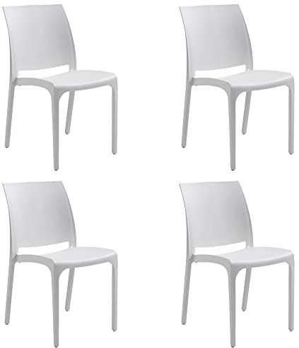 Totò Piccinni Sedia VOLGA in polipropilene design impilabile per esterno Made in Italy (4, Bianco)