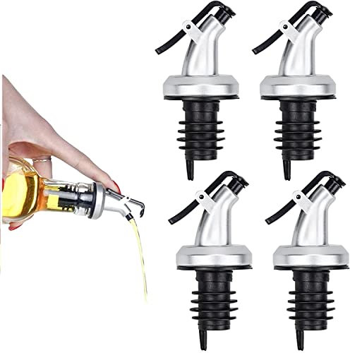 GNAUMORE 4 Pezzi Versatore D'olio Tappi Versatori da Vino,Versatore Bottiglia con Becco Affusolato,Beccuccio Versatore per Vino, Versatore per Bottiglie,Versatore D'olio,Tappo per Beccuccio Olio