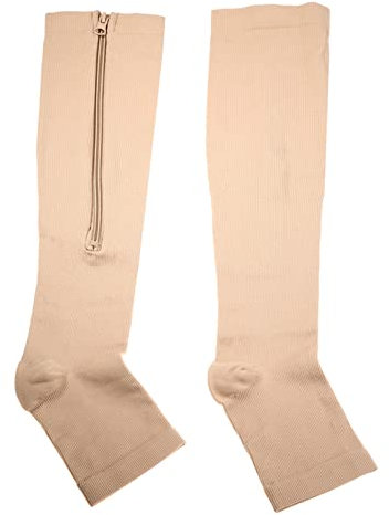 Joyzan Kompressionssocken mit Reißverschluss, Wadenkniehohe Kompressionsstrumpf mit offenen Zehen Kompressionssocken mit Reißverschluss und Reißverschlussschutz zum Schutz der Haut