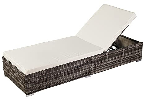 Outdoor Chaise Lounger - Rattan Wicker Patio Lounge Chair -Adjustable Backrest Leisure Outdoor Daybed -Patio Wicker Reclining Chair with Cushions for Patio, Deck Or Poolside -Single Sheet-Light Brown