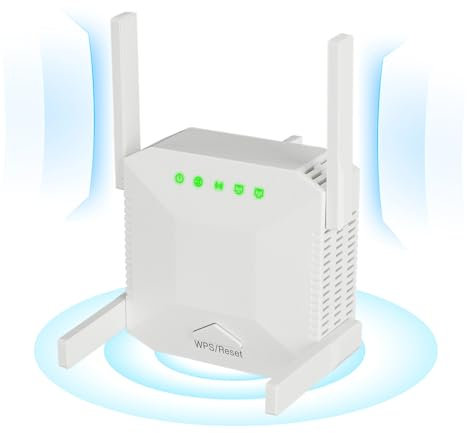WiFi Extender Booster, 1200Mbps WiFi Repeater 2.4GHz/5GHz Dual Band Anti-Interference, 4 *Antennas Covers Up to 8000Sq.ft& 45 Devices, WiFi Extender with Ethernet port Relay/AP Dual Mode Operation