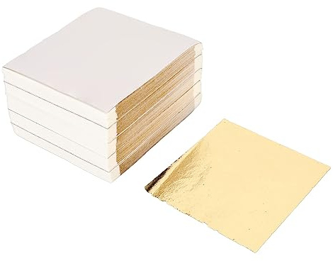500 Hojas de Pan de Oro, Pan de Oro de Imitación Multiusos de Moda para Artes, Dorado, Manualidades, Pintura, Decoración, Fácil de Manejar, No Comestible