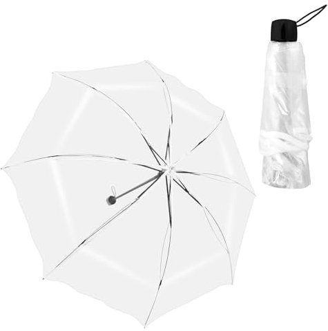 NATUCE Paraguas Transparente, Faltbare Transparente Hochzeitsschirme, 8 Rippen Winddichte Klare Hochzeitsschirme,manuelles Öffnen Schließen, Durchsichtig Taschen Regenschirm für Photograph