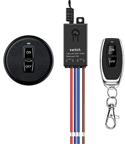 Meskliu Wireless Relay 230 V, Mini Radio Switch with Remote Control, AC 220 V/230 V/240 V 10 A Wireless Relay Wall Switch with 328 ft Long Range for Household Appliances, Ceiling Lights, Water Pump,