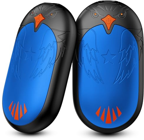 Hand Warmers Rechargeable 2 Pack, 2 in 1 Electric Handwarmers Reusable, Hand Warmer 24 Hrs Warmth 3 Levels Heat Portable Pocket Heater, Double-Sided Heating Warmers Great for Winter Gift - Blue