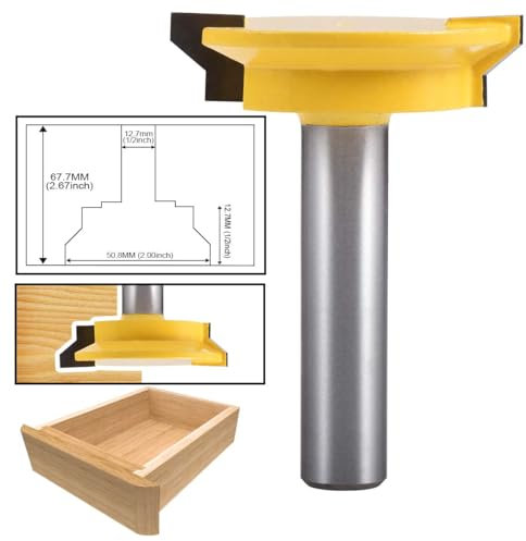 HOHXEN Straight Rail Stile Router Bit, 1/2 Inch Shank Drawer Lock Cutter Mortising Cutter Drawer Tenon Cutter Woodworking Cutter Woodworking Tools