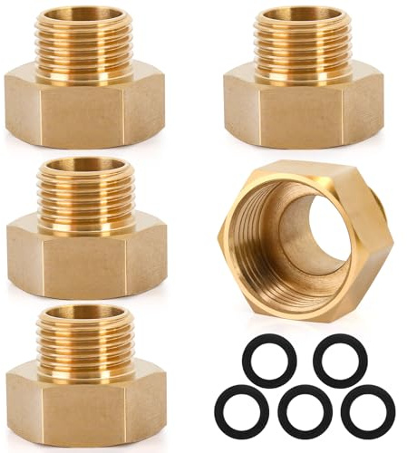 Kayqbonke 5 stycken reducering 3/4 till 1/2, AG/IG reduceringsförlängning, reduceringsförlängning G1/2 tum yttre (Ø 20,3 mm) x G3/4 tum inre (Ø 24 mm), reducerare för omvandling av rörkopplingar