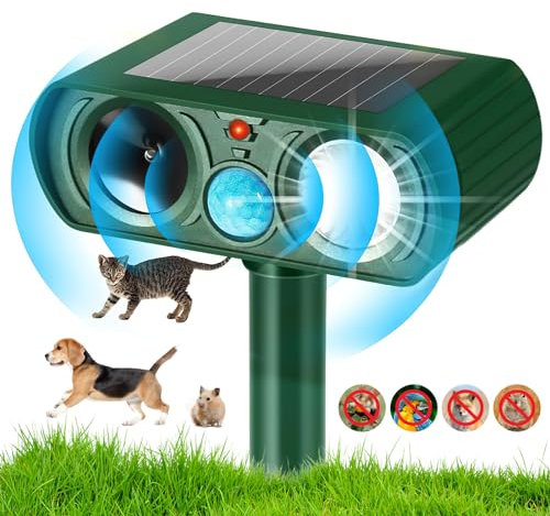 Répulsif solaire à ultrasons, répulsif solaire pour chats, chiens, souris, ratons laveurs, animaux de jardin