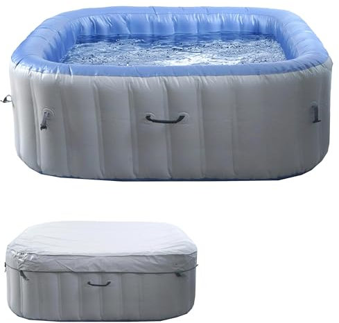 Mendler Whirlpool HWC-N97, Ersatz-Pool 6 Personen, In-/Outdoor aufblasbar PVC laminiert, eckig 198cm, grau-blau