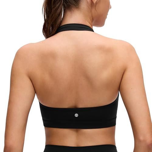 CRZ YOGA Butterluxe Halter sport-BH:ar | Lätt stöd, Avtagbara kuddar, Yoga, Extremt mjuk, Öppen rygg, För kvinnor