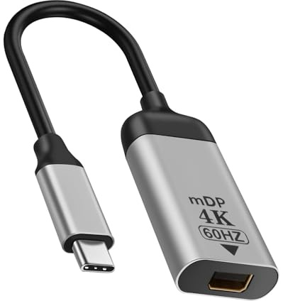 Adaptador USB C a Mini DP Displayport 4k@60hz Mini Displayport hembra a tipo C macho cable convertidor de audio video corto para iPhone Macbook Tablets teléfono pantalla proyector