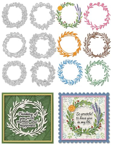 Unicraftal: 6 piezas troqueladas de metal en el tema de la corona floral para la creación de tarjetas de aro 3D patrones de estampación circular para DIY álbum de fotos, manualidades, scrapbooking