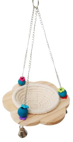 Veemoon Jouet d'escalade pour Oiseaux et Balançoire en Bois Perles Colorées Aléatoires, Support Suspendu pour Petits Perroquets, pour Maison et Extérieur Couleur Aléatoire Style Aléatoire