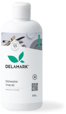 DELAMARK Liquide Rinçage pour Lave-vaisselle, vaisselle effervescente et séchage rapide, sans odeur, formule biodégradable 500 ml