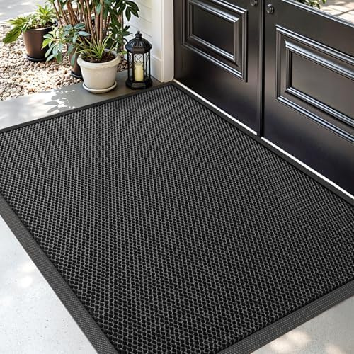 DEXI Dörrmatta 120 x 180 cm, Halkfri, Svart | Smutsfångande, låg profil, tvättbar entrématta för entré, uteplats och trädgård