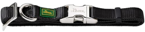 HUNTER VARIO BASIC ALU-STRONG Halsung, Hundehalsband, Nylon, Aluminium Steckverschluss, L, schwarz