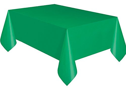 Solid Emerald Green Rectangular Plastic Table Cover (137cm x 274cm) 1 Count - Elegant & Durable Tablecloth for Parties, Events, and Home Use