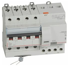 411211 Legrand Disjoncteur différentiel tétrapolaire 63A 300mA type AC - DX³6000 10kA 4P