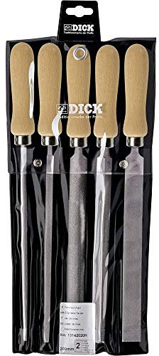 DICK 13142020H Werkstattfeilen-Satz 5tlg. mit Holzgriff Hieb-Laenge 200mm 1 Set