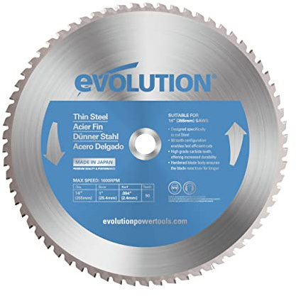 Evolution Hoja de sierra de 355 mm (T355TCT-90CS) de Evolution para cortar acero fino: la hoja de sierra de metal con punta de carburo no genera calor, rebabas ni chispas