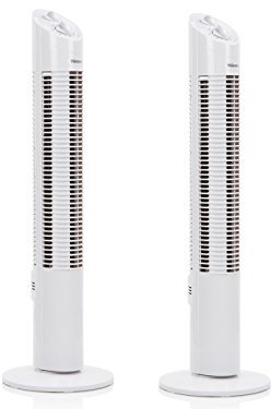 Lot de 2 ventilateurs colonne avec fonction minuterie, 3 niveaux, oscillant, 30 W, 2200 tr/m