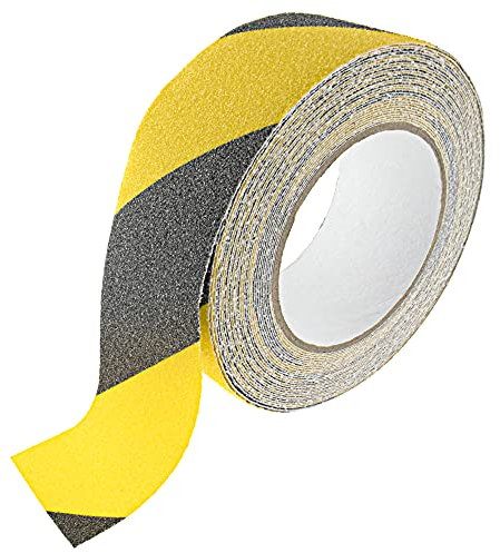 SeKi Antirutsch Klebeband Rutschhemmend schwarz/gelb, 50mm x 10 Meter, Rutschfestes Sicherheitsband für Treppen, Stufen, Fliesen, Rampen, Leiter oder den Bodenbelag; Antirutschband selbstklebend