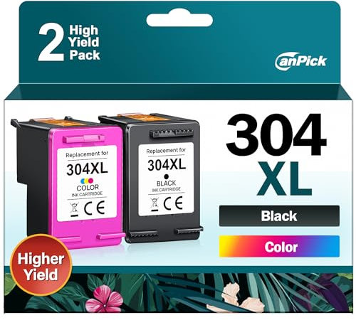 CanPick 304XL Druckerpatronen Ersatz für HP 304 XL Schwarz und Farbe Multipack für HP 304XL Patronen Deskjet 3750 2630 2620 2622 3720 3730 3760 3762 Envy 5000 5010 5020 5030 5032,2-Pack