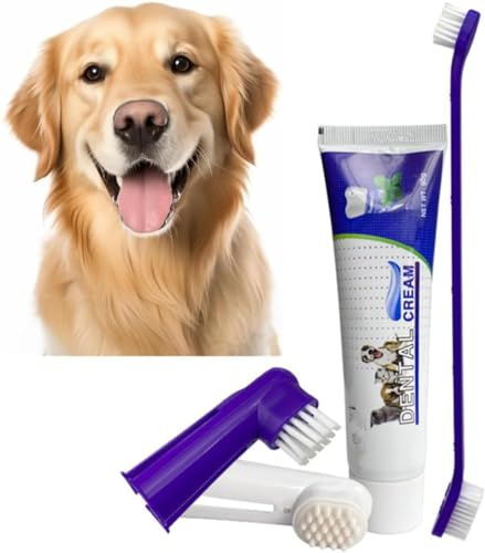 Kit de pasta de dientes para gatos y perros de 95 g y 3 cepillos de dientes para cachorros, gatitos, artículos esenciales para el hogar, tienda de mascotas, hogar, hospital, refugio de mascotas,