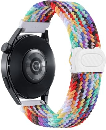 SQHYWJ】Nylon Watch Straps, Adjustable Braided Loop Bands for Men and Women,20mm 22mm Skin-friendly and Easy to Wear (rainbow 20mm)