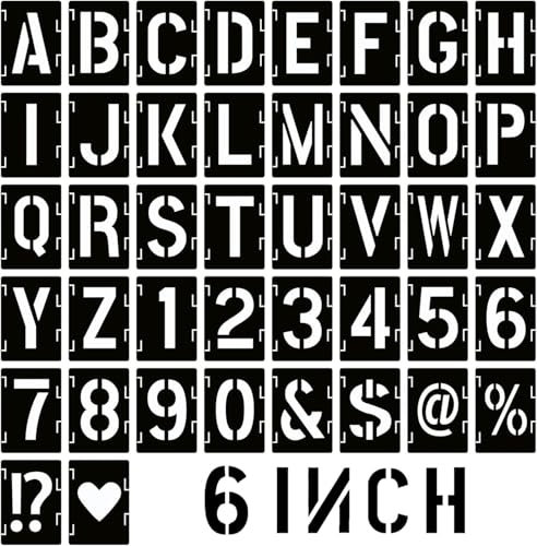15,2 cm Buchstaben- und Zahlenschablonen, Buchstaben- und Zahlenschablonen-Set, wiederverwendbare Alphabet-Vorlagen, ineinandergreifendes Schablonen-Set zum Malen auf Holz, Wand, Stoff, Stein, Schild,