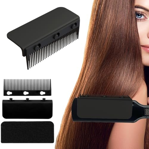Zhenghebuy Pettine in fibra di carbonio, pettine piatto da barbiere staccabile, per lisciare i capelli, ferro piatto (nero)