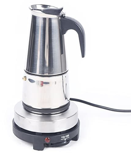 Wulimasun Cafetiere Italienne Electrique,Machine Espresso En Acier Inoxydable,CafetièRe éLectrique 300ml Avec CuisinièRe éLectrique,Pour CaféS,Magasins (6cup)