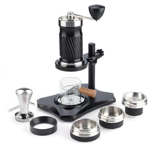 Máquina de café espresso portátil de 9 a 12 bares, presión variable, operada manualmente, compacta, cafetera de viaje portátil, cafetera espresso manual con cuenco de polvo de nivel profesional/nivel